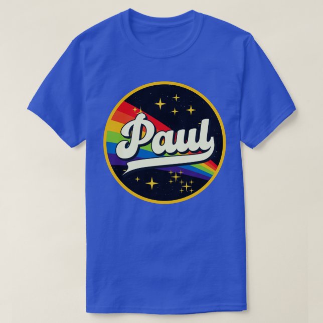 Camiseta Paul Rainbow No Estilo De Vintage Espacial (Frente do Design)