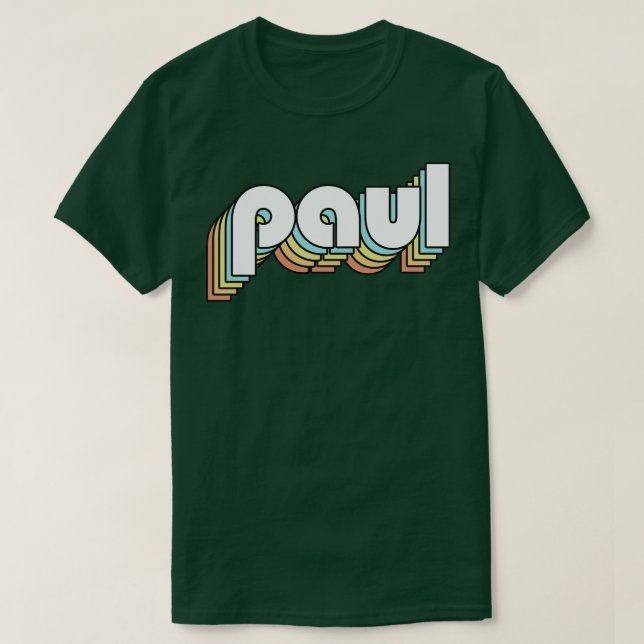 Camiseta Paul Retro Rainbow Tipografia Estilo Desvanecido (Frente do Design)