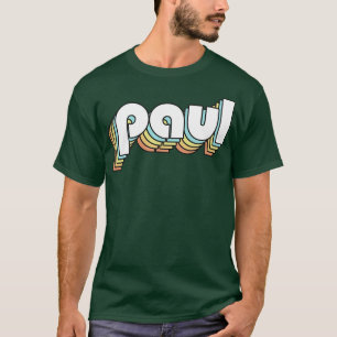 Camiseta Paul Retro Rainbow Tipografia Estilo Desvanecido