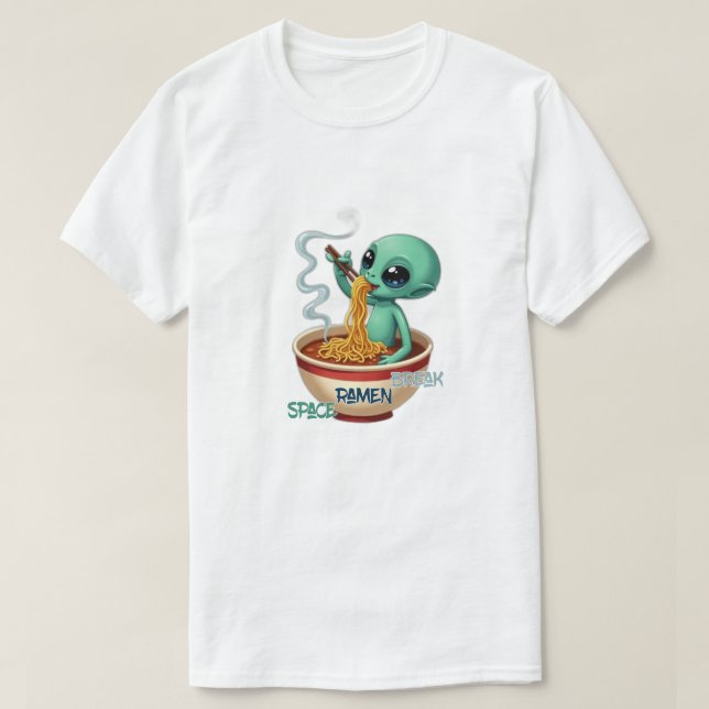Camiseta pausa para ramen espacial (Frente do Design)