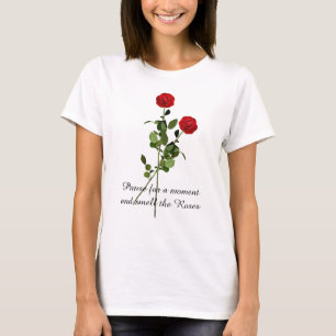 Camiseta Pausar e Cheirar a citação de Inspiração Rosa