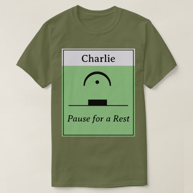 Camiseta Pause Personalizado Descanse Humor Musical Verde (Frente do Design)