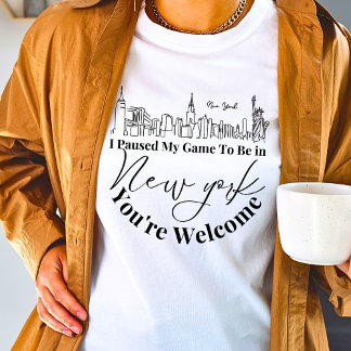 Camiseta Pausei meu jogo para estar em Nova Iorque.
