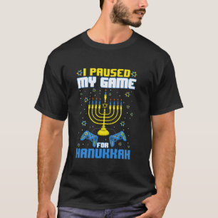 Camiseta Pausei Meu Jogo Para O Controle De Chanucá Menorah