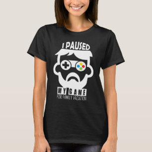 Camiseta Pausei Meu Jogo Por Férias Familiares Em Pausa Jog