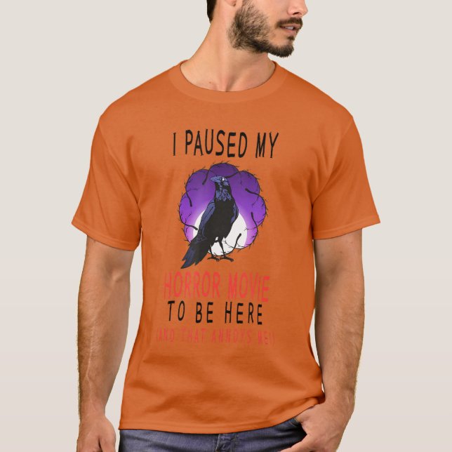 Camiseta Pausou meu presente de Halloween de terror diverti (Frente)