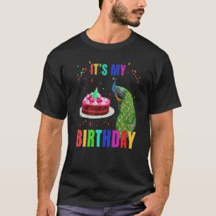 Camiseta Pavão 4º Aniversário Aves Fofas Animal Gráfico