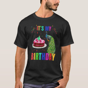 Camiseta Pavão 4.o Aniversário Aves Cudas Gráfico de Animai
