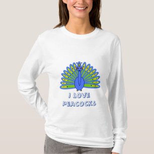 Camiseta Pavão bonito em azul e verde
