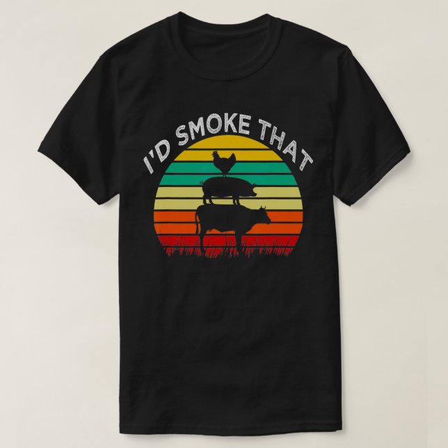 Camiseta Pavão de CHURRASCO fino com fumaça id Barbeque (Frente do Design)