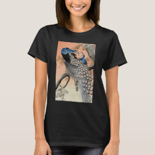 Camiseta Pavão Japonês Ukiyo e Koson Ilustração de Pássaro