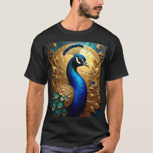 Camiseta Pavão Majestoso – Plumagem Ornamentada em Moldura