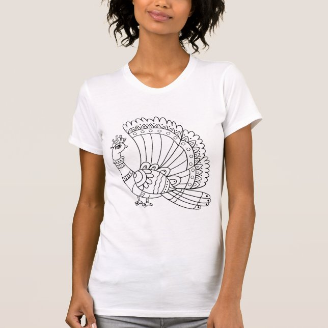 Camiseta Pavão Ornamental Doodle (Frente)