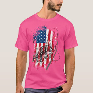 Camiseta Pavilhão Americano A Pescar Rod Fishman Para O Hom