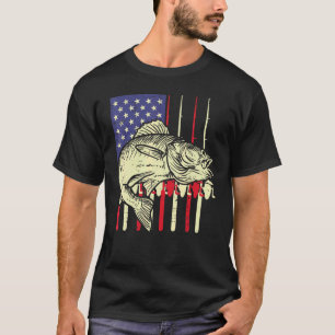 Camiseta Pavilhão Americano Pesca Rod Patriótico Eua 4th O