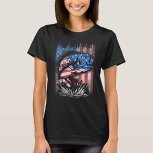 Camiseta Pavilhão Americano Pesca Vintage Bass Fish Usa Ban