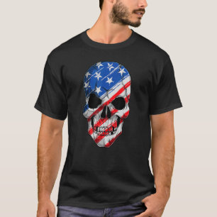 Camiseta Pavilhão Americano Skeleton Skull Patriot Flag Sku