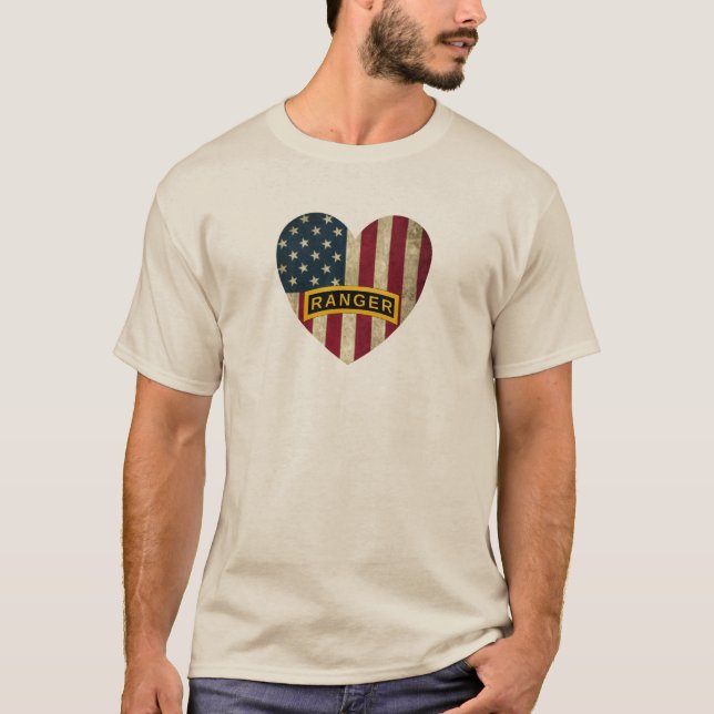 Camiseta Pavilhão Coração Americano na Escola de Ranger do  (Frente)