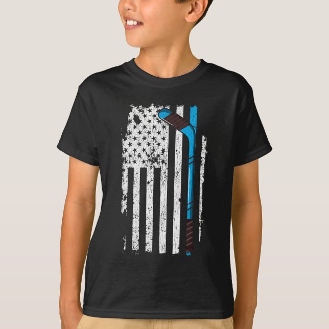 Camiseta Pavilhão de Hóquei no Gelo - Bandeira Americana (Frente)