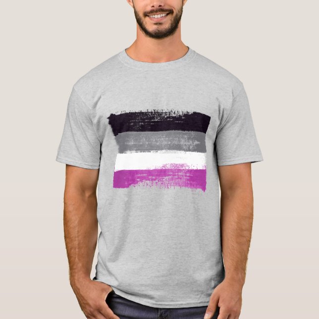 CAMISETA PAVILHÃO DE ORGULHO ASEXUAL PINTADO (Frente)