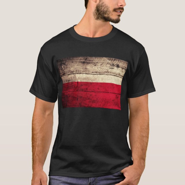 Camiseta Pavilhão de Polônia de Madeira Antigo; (Frente)