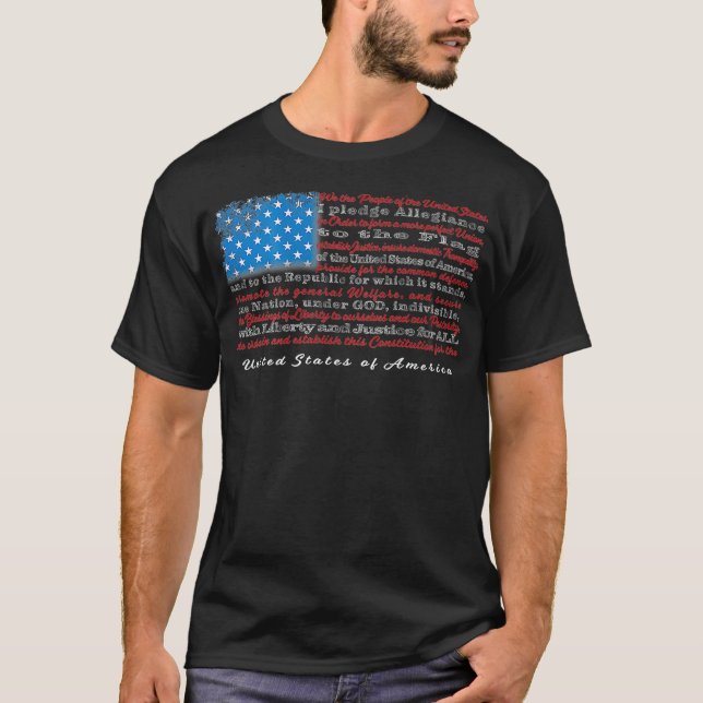 Camiseta Pavilhão dos EUA com Preâmbulo da Constituição e P (Frente)