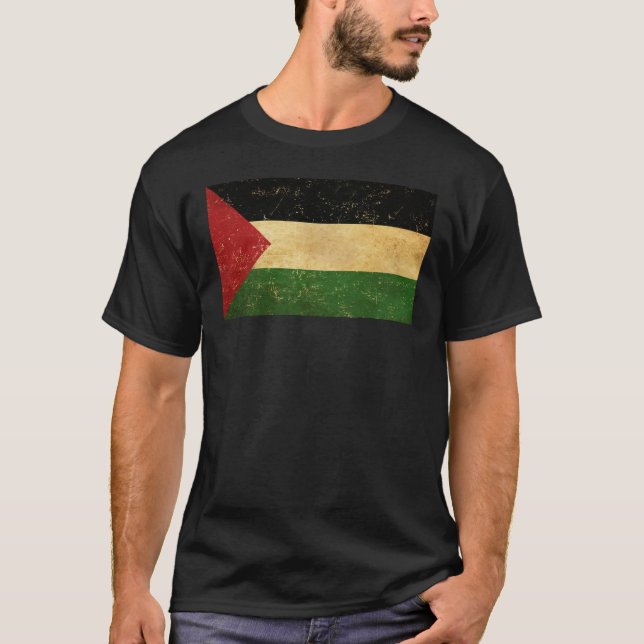 Camiseta Pavilhão Palestiniano Vintage Negro (Frente)