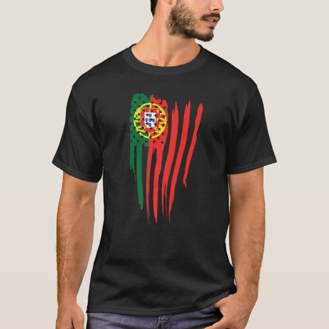 Camiseta Pavilhão português americano EUA Portugal Bandeira (Frente)