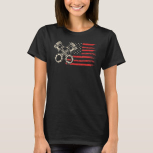 Camiseta Pavilhão Retro-Americano para Auto Mech Patriótico