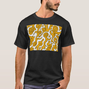 Camiseta Pavimentos E Ondas Amarelos E Brancos. Abstrato Pa