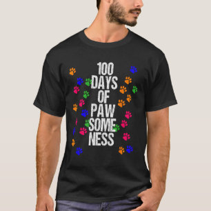 Camiseta Paw 100 Dias de Diversão de Animais da Escola Feli