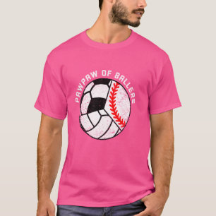 Camiseta Paw De Ballers Engraçado Jogador De Voleibol Baseb