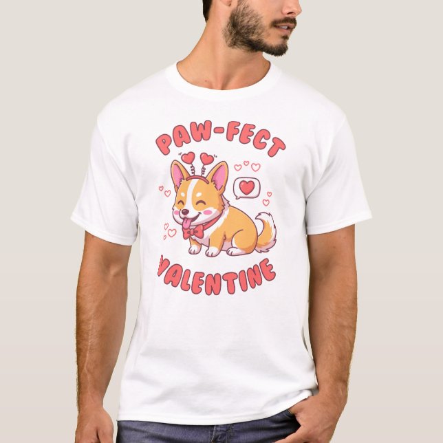 Camiseta Paw-Fect Valentine - Corgi Dog Valentine Gift (Frente)