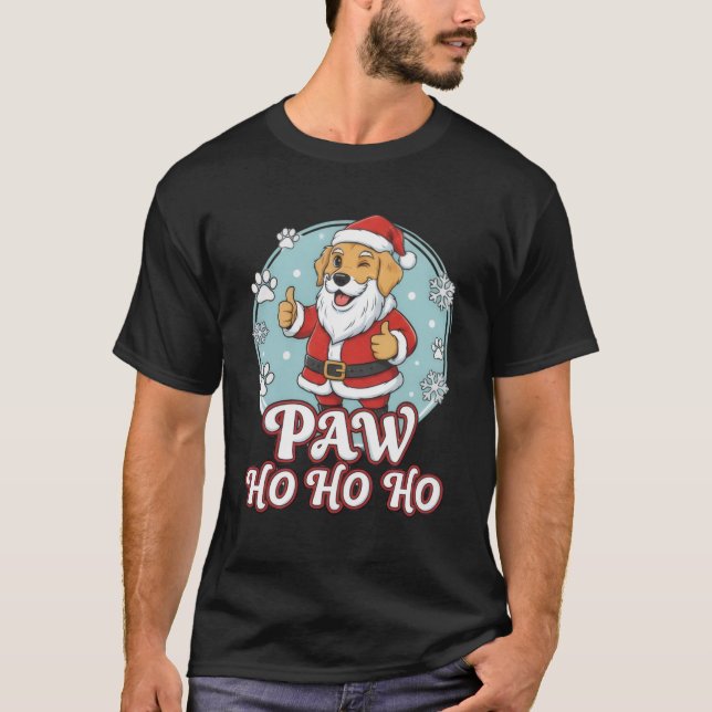 Camiseta Paw Ho Ho Ho Funny Dog Santa Christmas T-Shirt (Frente)