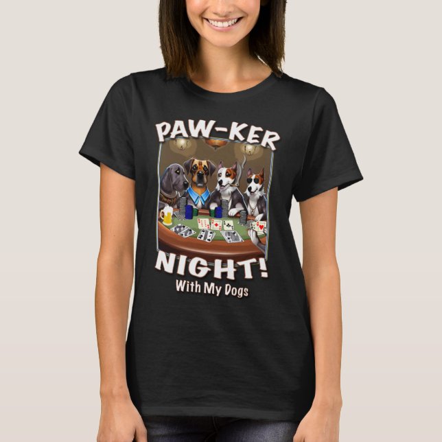 Camiseta Paw ker Night Dog Poker Beer Por Yoraytee (Frente)