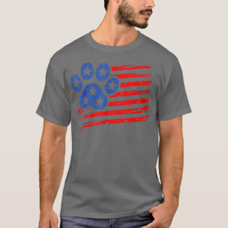 Camiseta Paw Print American Flag 4 de julho