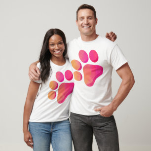 Camiseta Paw Print Team Nome Rosa Laranja