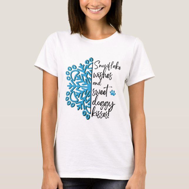 Camiseta Paw Print Winter Snowflake Doggy Kisses (Frente)