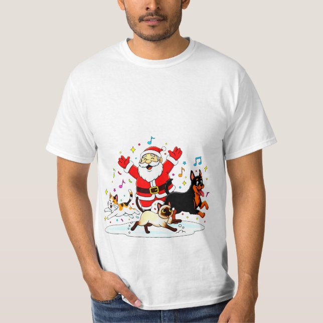 Camiseta Paw-sitive Purr-suit: Santa’s Joyful Chase (Frente)