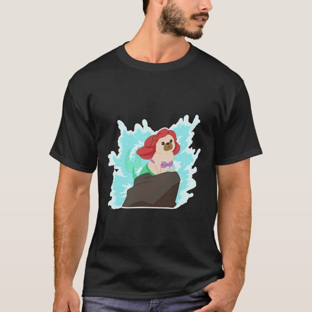 Camiseta Paw-t do seu mundo, The Little mer-pug! Clássico (Frente)