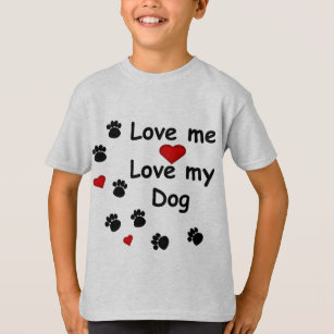 Camiseta Paw Tracks Me Ama Meu Cachorro Corações Crianças T