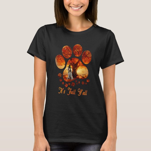 Camiseta Paw Tree É Outono Y'all Wirehaired Pointing Griff (Frente)
