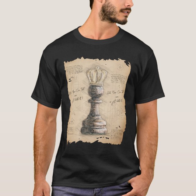 Camiseta Pawn King / Queen, Vintage Sketch Art Gift (Frente)