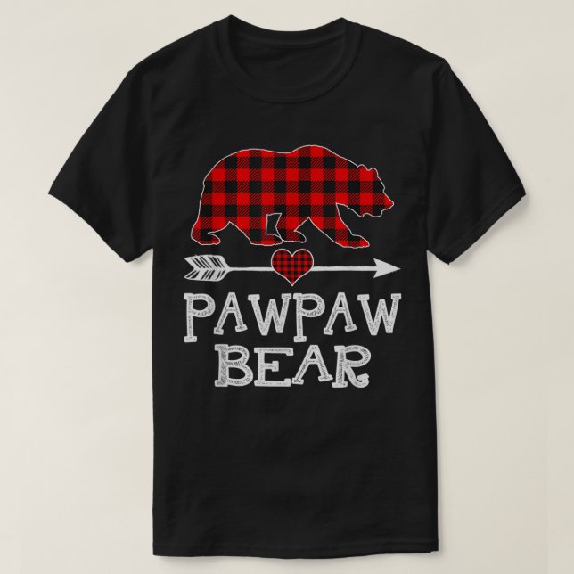 Camiseta Pawpaw Bear Christmas Pajama Red Xadrez Buffalo Fa (Frente do Design)