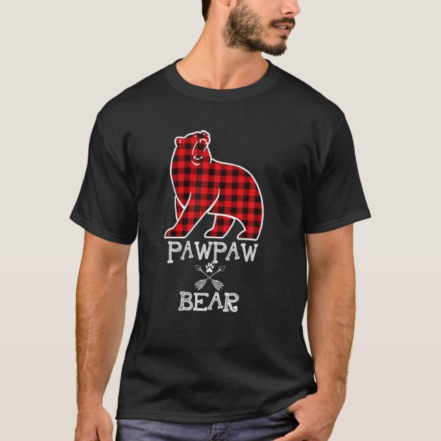 Camiseta Pawpaw Bear Christmas Pajama Red Xadrez Buffalo Fa (Frente)