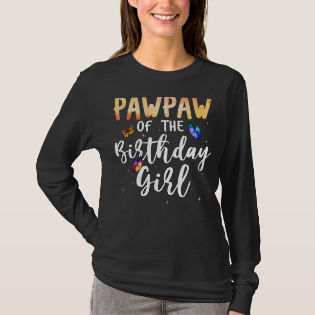 Camiseta Pawpaw Da Borboleta De Aniversário Que Parecia Fam (Frente)