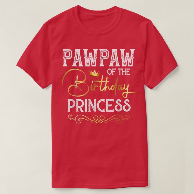 Camiseta Pawpaw Do Partido Aniversário Princesa Meninas (Frente do Design)