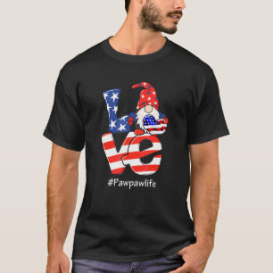 Camiseta Pawpaw Life 4 De Julho Love Gnome Flag American