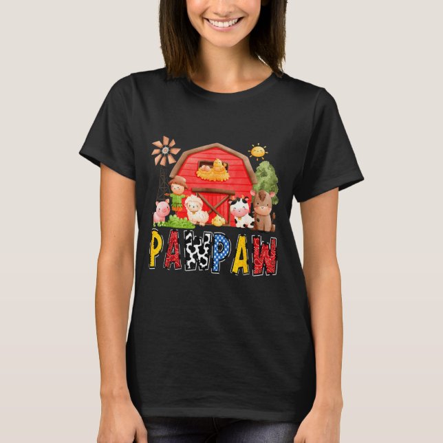 Camiseta Pawpaw Red Farm Cow Birthday Boy Matching Family P (Frente)