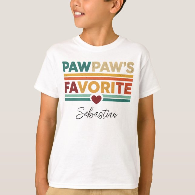 Camiseta Pawpaw's Favorite Retro Simple Modern Script Name (Frente)